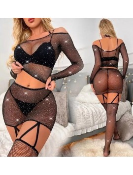 Fantazi Taşlı  File Vücut Çorabı