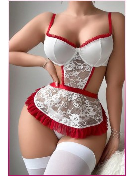 Beyaz Balenli Seksi Hizmetçi Kostüm