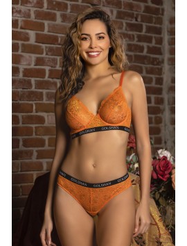 Golshan Gaudi Brazilian Slip, Kadın Dantel Brezilyan Turuncu Külot