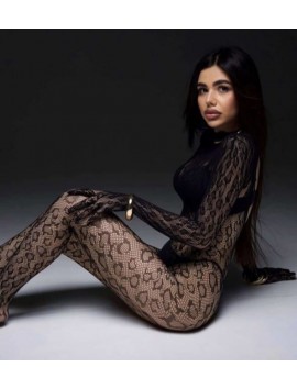 Leopar Desen Vücut Çorabı