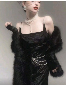 Kürk Orijinal Siyah Seksi Omuzluk Şık Kürk