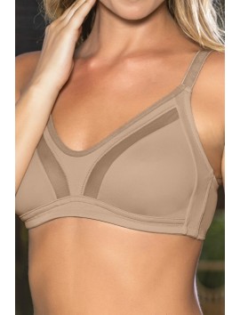 Büyük Beden Uyumlu Ten Tül Detaylı Günlük Sütyen, B,C Cup Balensiz Konforlu Sütyen