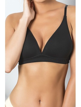 Siyah Günlük Konforlu İnce Nefes Alan Süngerli Pamuk Sütyen, Kadın İç Giyim