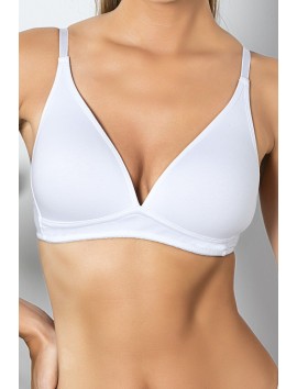 Beyaz Günlük Konforlu İnce Nefes Alan Süngerli Pamuk Sütyen, Kadın İç Giyim