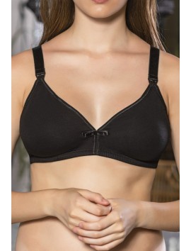 Siyah Anne İçin Konforlu Emzirme Sütyeni,PamukluTelsiz,Süngersiz, Mom Bra