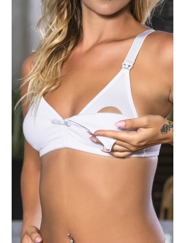 Beyaz Anne İçin Konforlu Emzirme Sütyeni,PamukluTelsiz,Süngersiz, Mom Bra