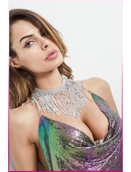 Parlak Gökuşağı Zırh Bustiyer, Zarif Parlak Crop