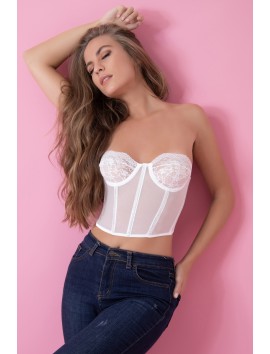 Beyaz Özel Tasarım Taşlı Büstiyer