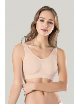 Kadın Gri Kalın Askılı Çıkarılabilir Pedli Örme Seamless Dikişsiz Basic Büstiyer